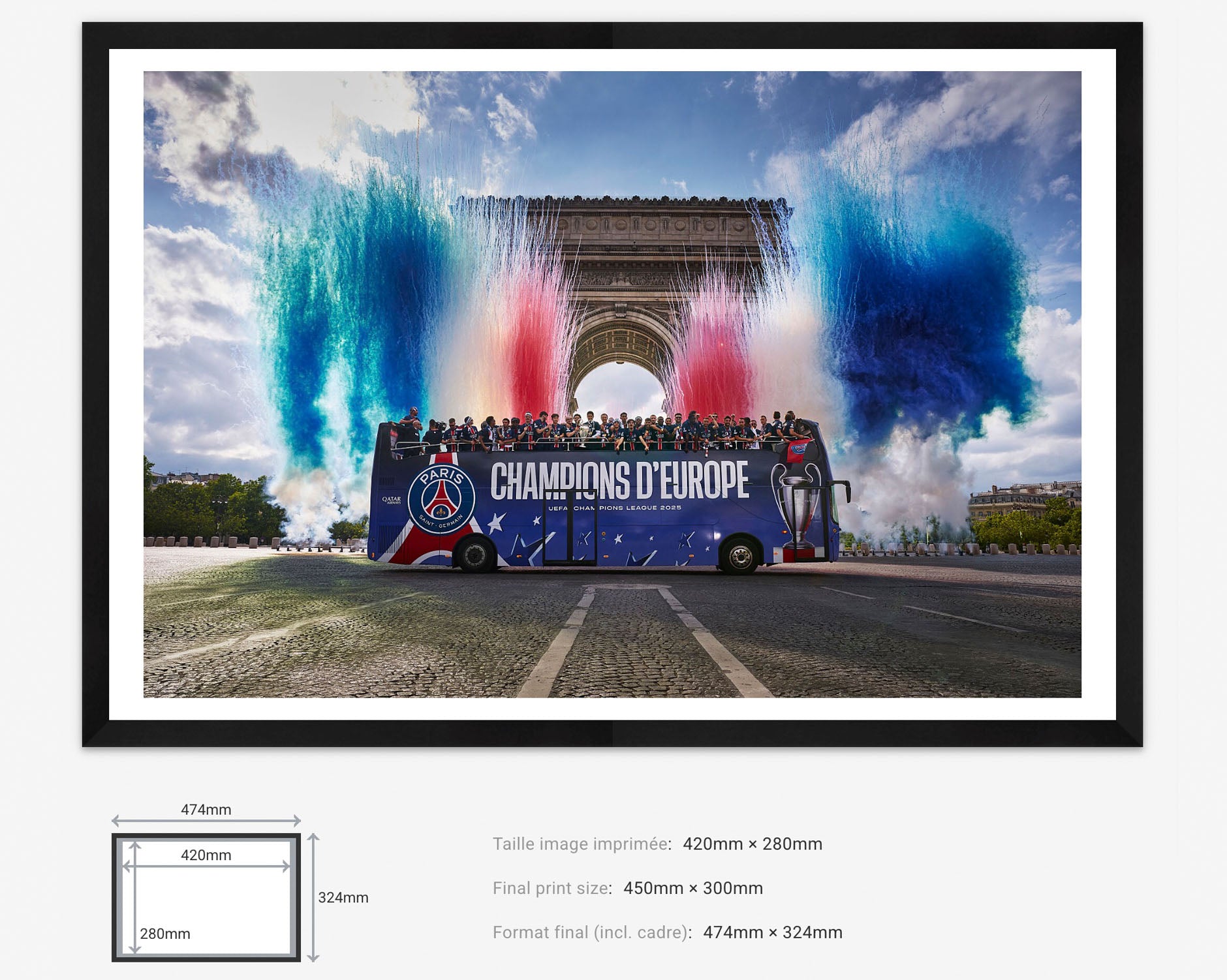 PSG Victory - 30x45cm FineArt Framed